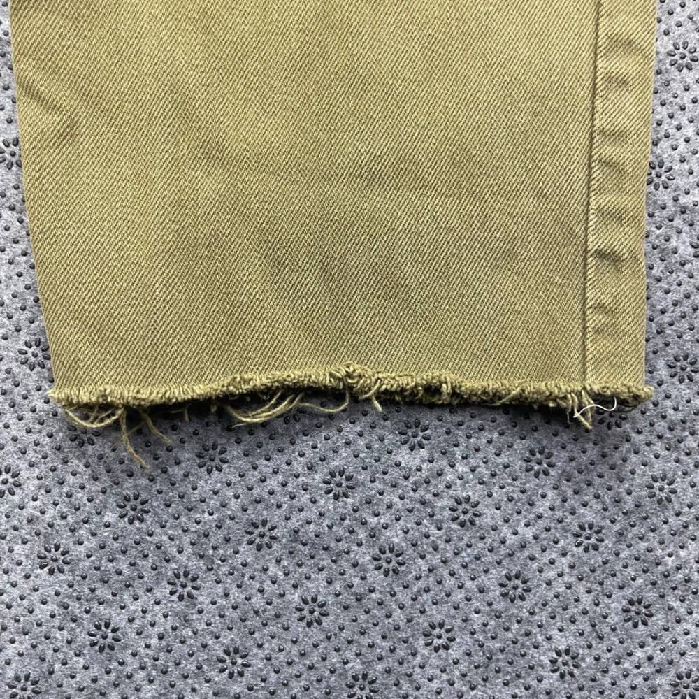 Vintage Edwin Slim Straight Leg Jeans Olive Green Cut Raw Hem High Rise W28 L25 - Picture 10 of 13